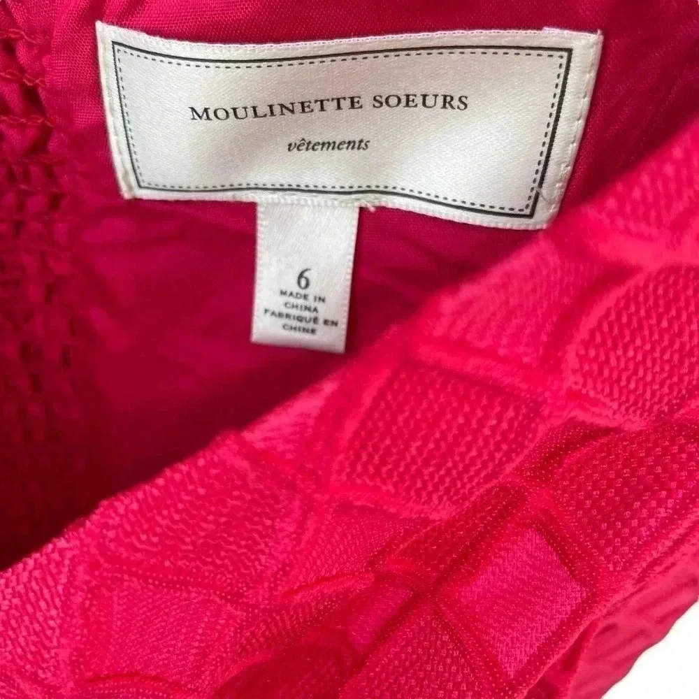 Anthropologie Red Textured Fit & Flare Dress Retro Holiday
